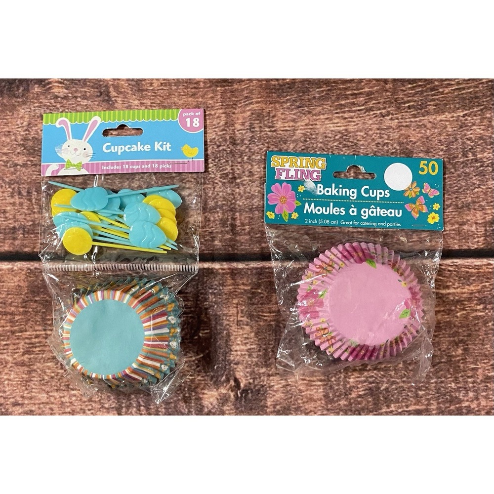 Easter/Spring Standard Paper Cupcake Liners/Baking Cups Lot of 2 (68Ct.) New